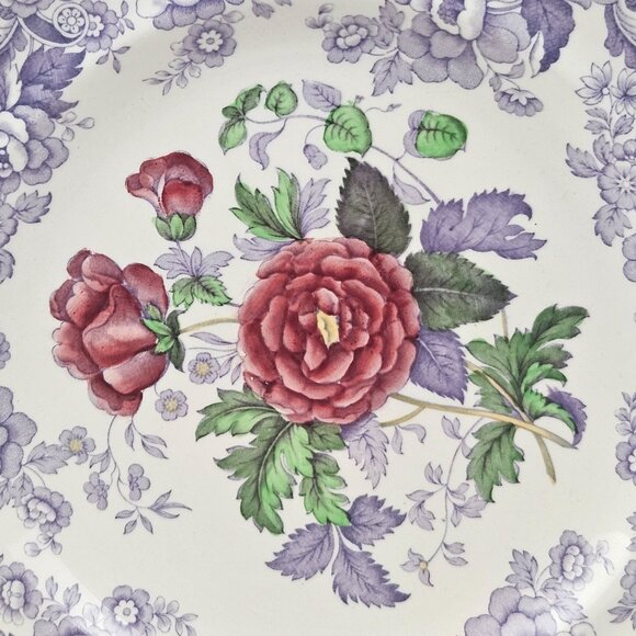 Copeland Spode Mayflower Dinner Plate Floral Lavender Border Vintage England - Picture 2 of 10